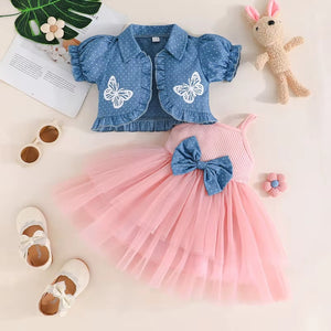 Infant Girl Tulle Dress Cardigan Clothes Set