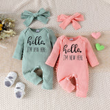 Newborn Baby Girl Ruffles Jumpsuit + Headband
