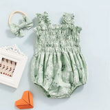 Newborn Baby Girl Floral Romper Headband