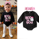 Baby Girls Halloween Rompers Headband Set
