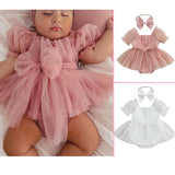 Baby Girl Romper Tulle Dress Headband Sets