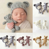 Bear and Baby Cap Newborn Photography Accessories