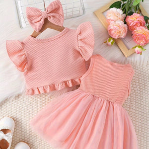 Adorable Baby Girl Jacket Dress Headband Set