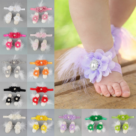 Baby Accessories - Baby Girl Headband Foot Accessories Set