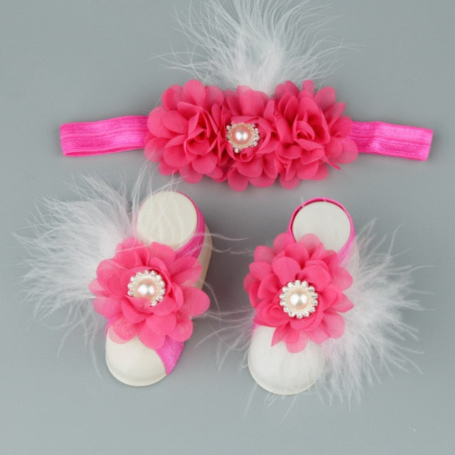 Baby Accessories - Baby Girl Headband Foot Accessories Set