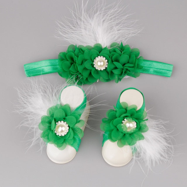 Baby Accessories - Baby Girl Headband Foot Accessories Set