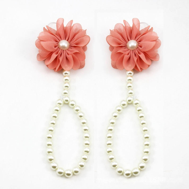 Baby Accessories - Newborn Baby Girls Flower Pearl Foot Accessories