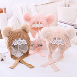 Baby Accessories - Winter Knitted Double Pompom Infant Baby Hats
