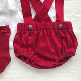 3pcs Red & White Cute Clothes Set 0-24M