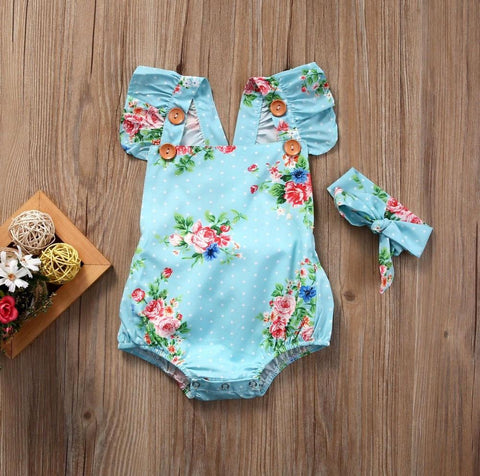 Baby Clothes - Baby Girl Flower Rompers  0-18 M