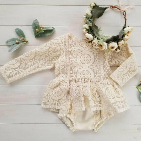Baby Clothes - Baby Girl Long Sleeve Lace Rompers