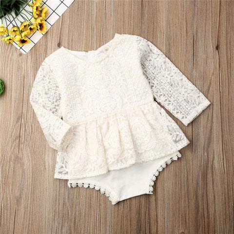 Baby Clothes - Baby Girl Long Sleeve Lace Rompers