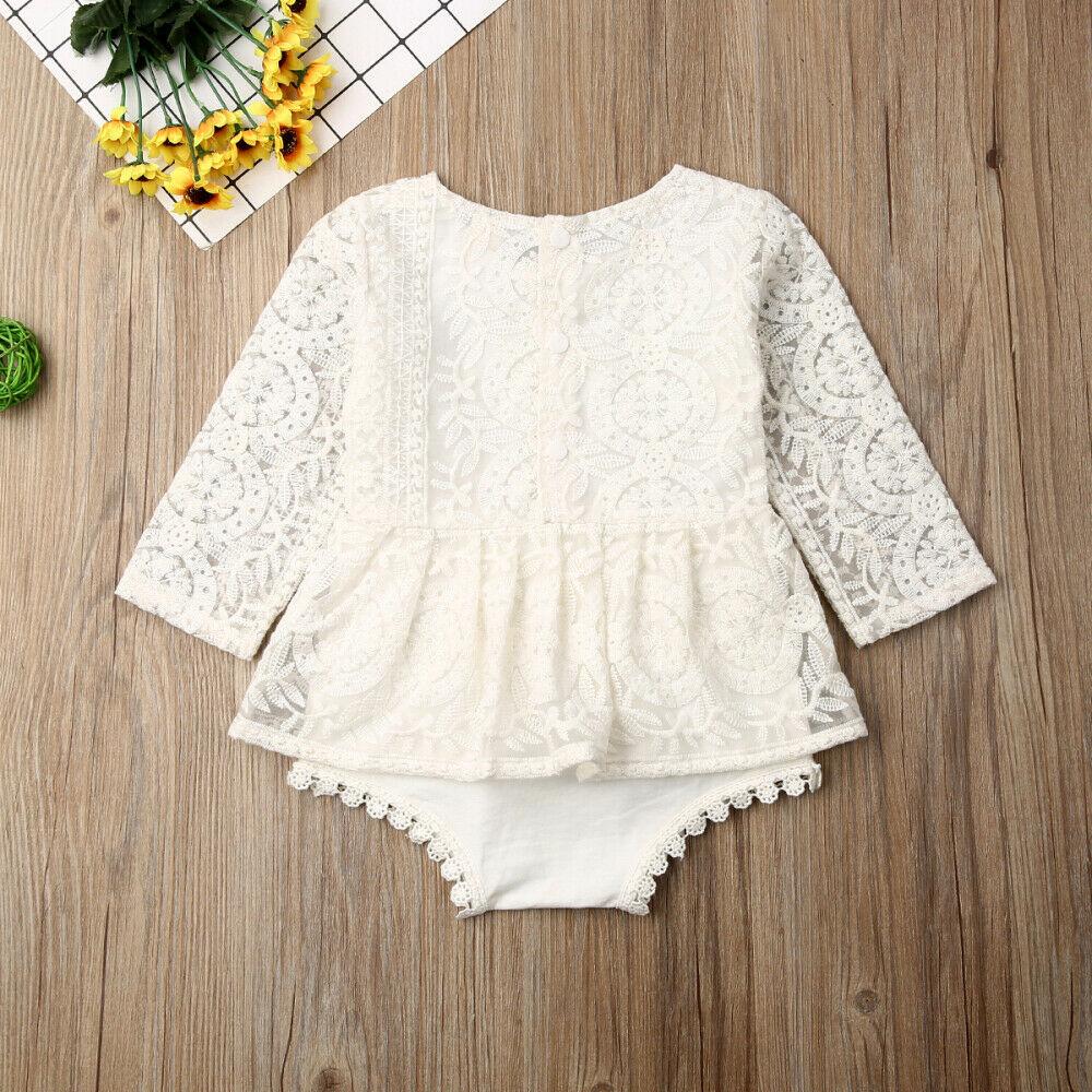 Baby Clothes - Baby Girl Long Sleeve Lace Rompers