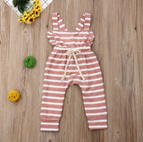 Baby Clothes - Baby Girls Ruffle Backless Jumpsuits