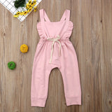 Baby Clothes - Baby Girls Ruffle Backless Jumpsuits