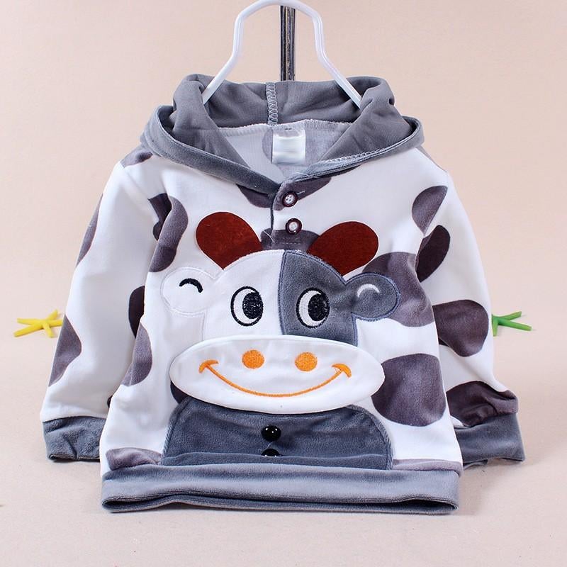 Baby Clothes - Happy Cow Velvet Hoodie Clothing Set