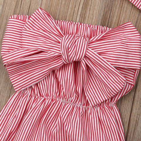Off Shoulder Striped Romper & Headband