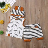 Baby Clothes - Sleeveless Hooded Clothes Set 0-24M