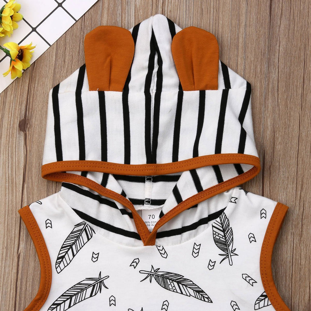 Baby Clothes - Sleeveless Hooded Clothes Set 0-24M