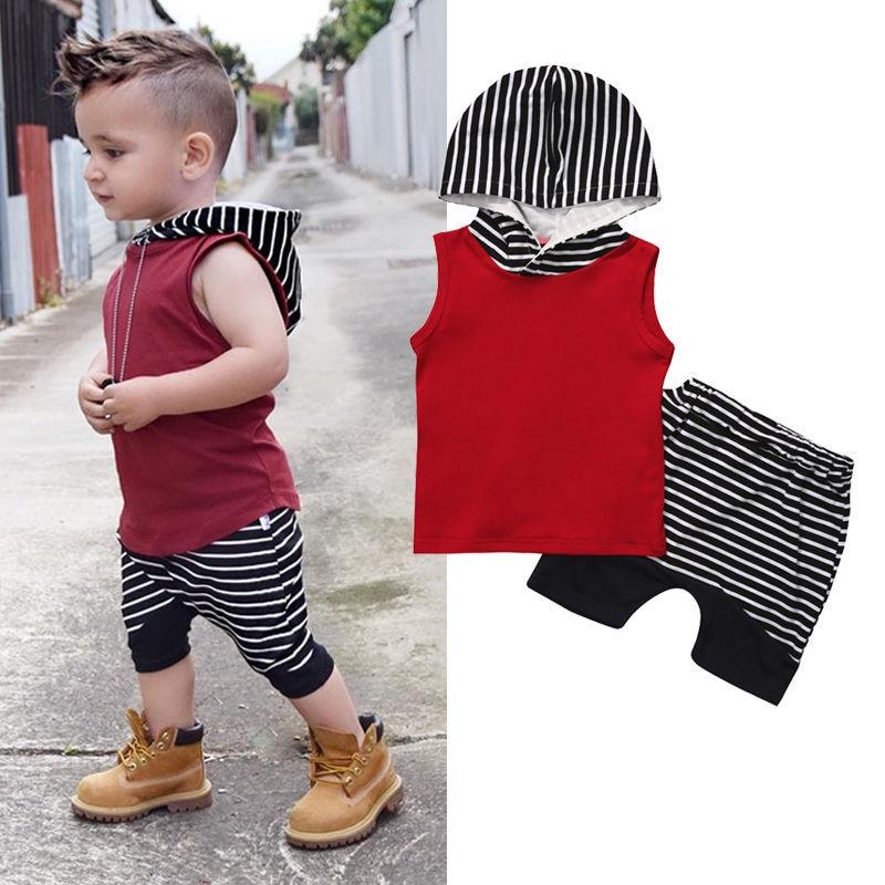Baby Clothes - Striped Hooded Clothes Set 0-4Y