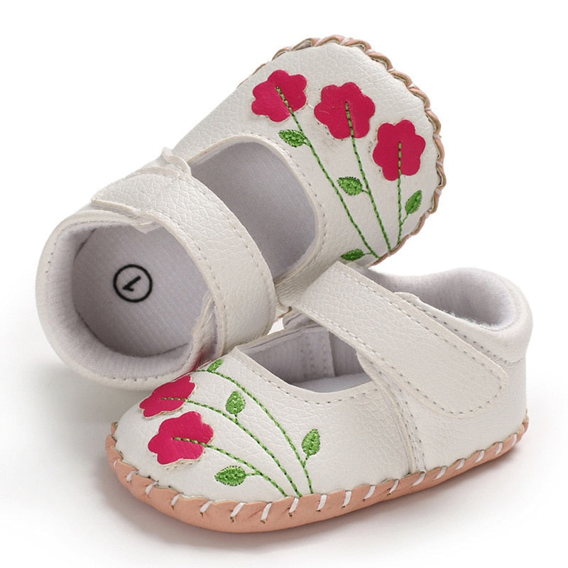 Baby Girl Embroidered Flower Shoes