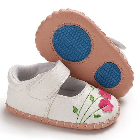 Baby Girl Embroidered Flower Shoes