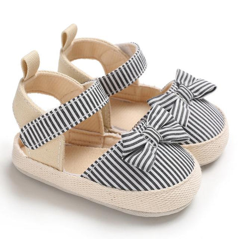 Baby Shoes - Baby Girl Soft Striped Summer Shoes 0-18M