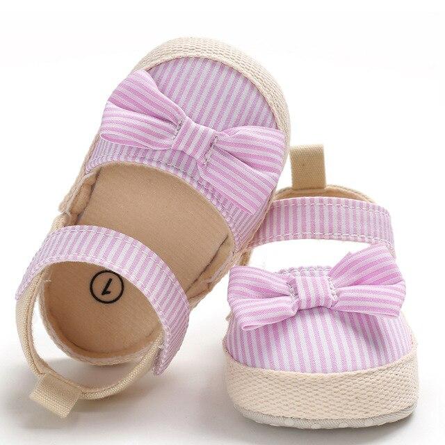 Baby Shoes - Baby Girl Soft Striped Summer Shoes 0-18M