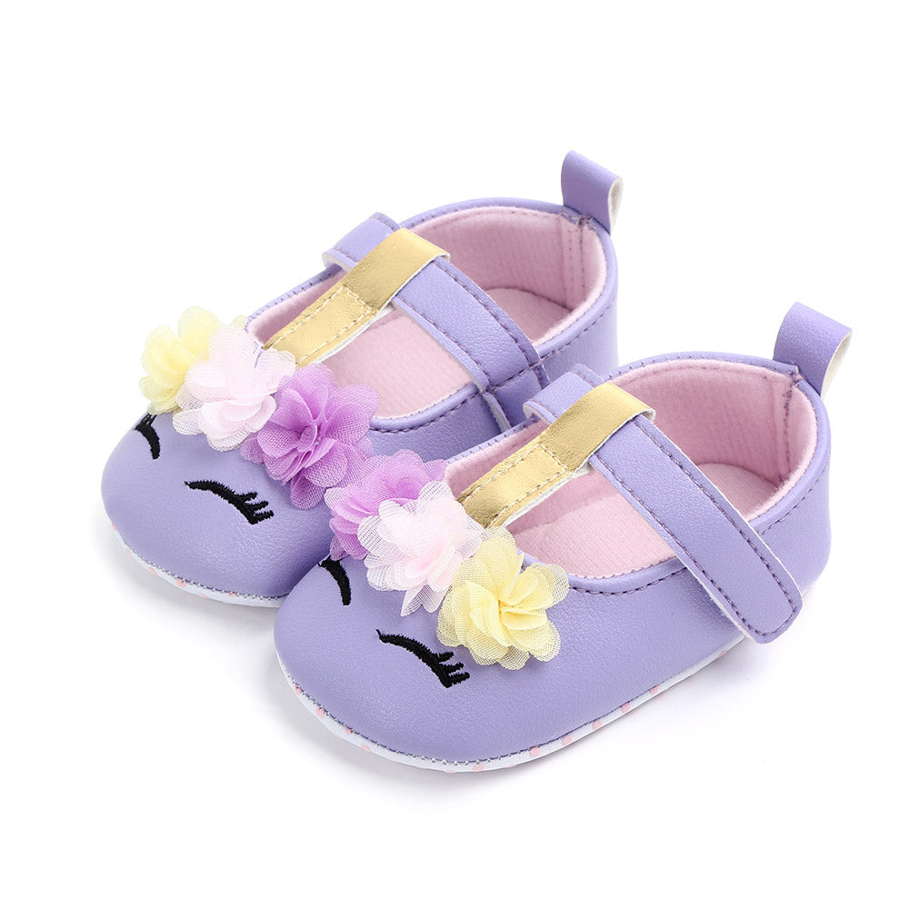 Baby Shoes - Baby Girls Flower Unicorn Shoes 0-18M