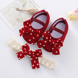 Baby Girls Soft Toddler Shoes Headband Set