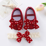 Baby Shoes - Baby Girls Soft Toddler Shoes Headband Set