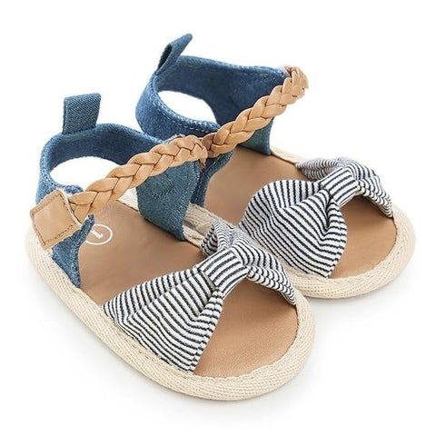 Baby Shoes - Canvas Bow Soft Sole 0-18M