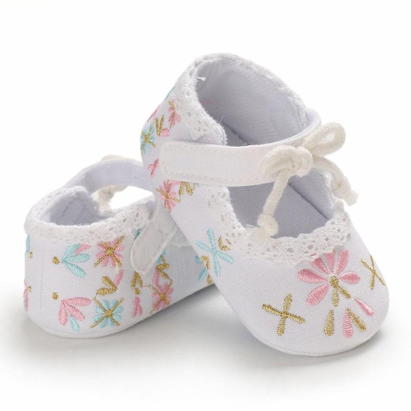 Baby Shoes - Flower Embroidery Baby Girl Shoes 0-18M