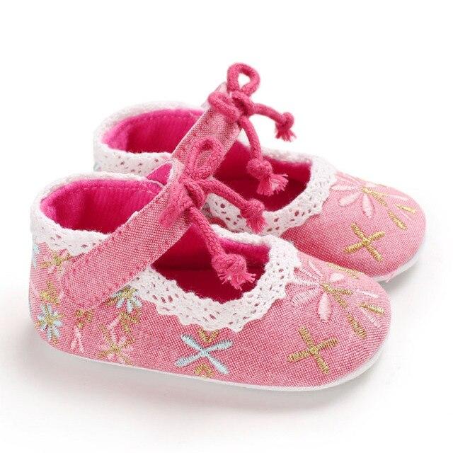Baby Shoes - Flower Embroidery Baby Girl Shoes 0-18M