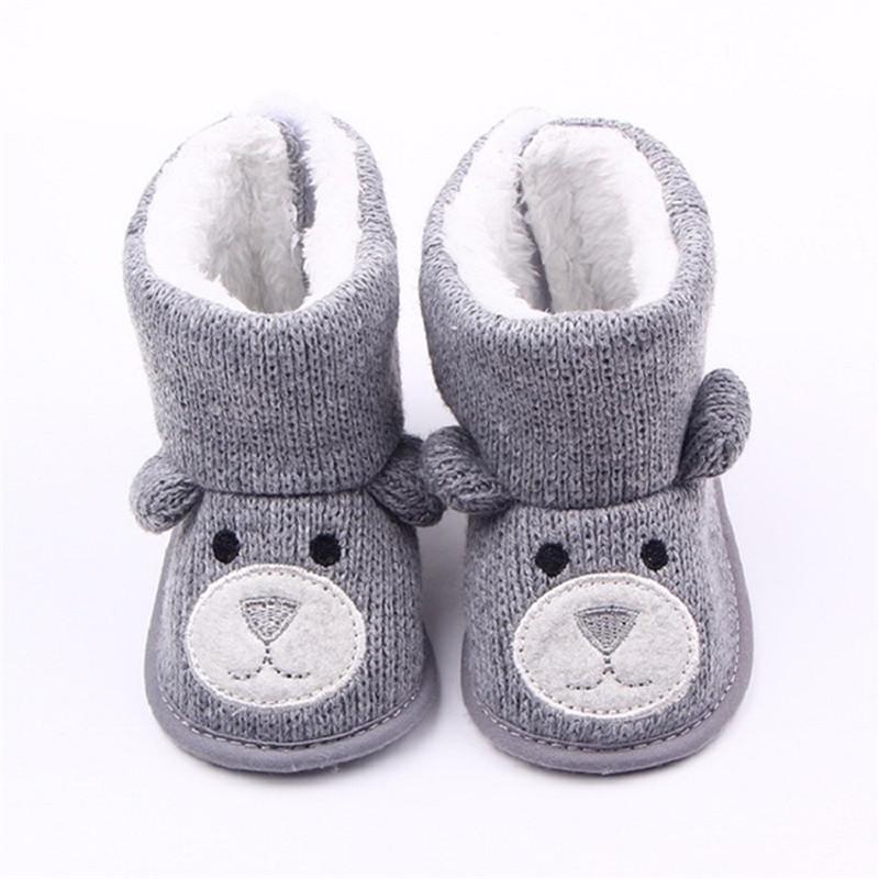 Baby Shoes - Gray/Brown Winter Boots 0-18M