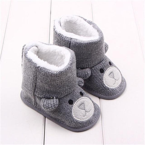 Baby Shoes - Gray/Brown Winter Boots 0-18M