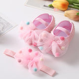 Baby Shoes - Newborn Infant Baby Girl Shoes Headband Set