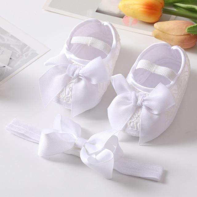 Baby Shoes - Newborn Infant Baby Girl Shoes Headband Set