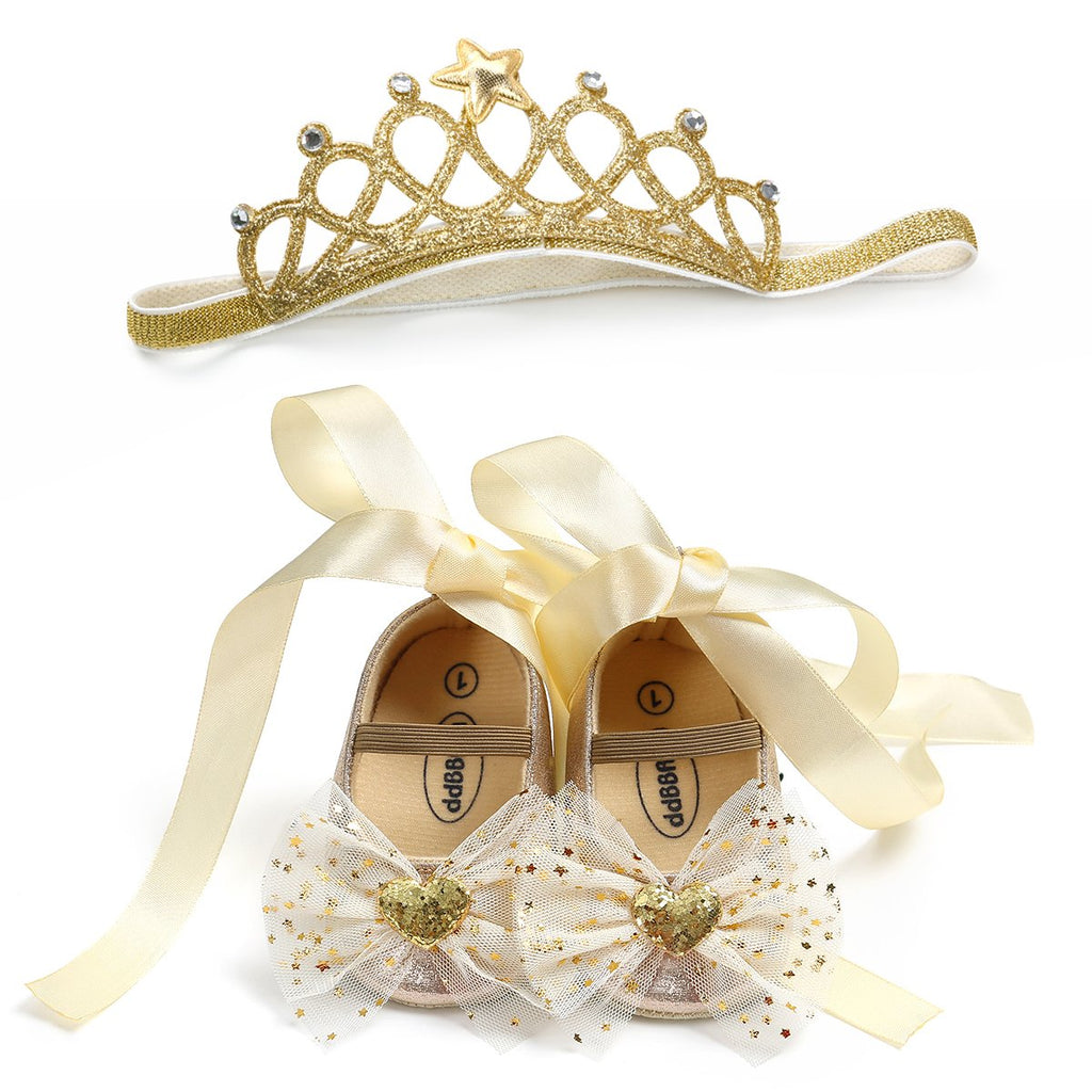 Princess Baby Girls Party Shoes & Crown Headband Set