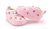 Baby Shoes - White/Pink Lace Floral Embroidered 0-18M