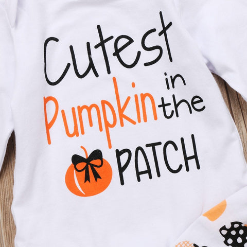 Costume - Halloween Pumpkin Clothing Set Romper + Pants + Cap + Headband