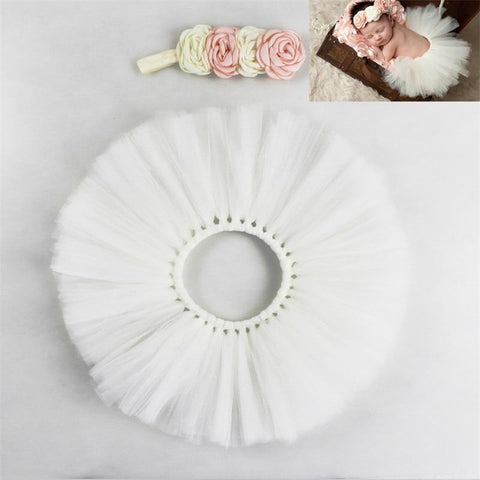 Costume - Newborn Photography Floral Headband + Skit Tutu