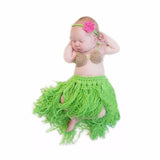 Newborn Princess Grass Skirt Flower Headband Knitted Photography Costume