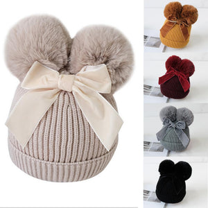 Double Pompom Baby Toddler Winter Hats