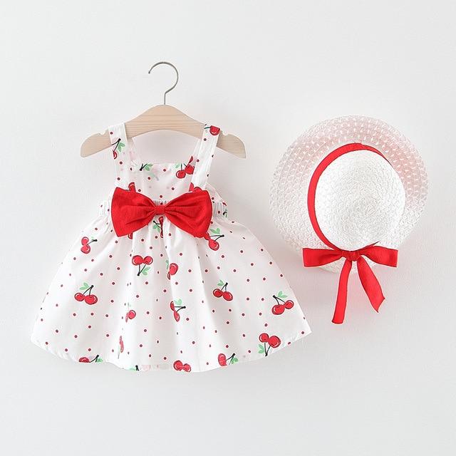 Dress - Cherry Baby Girls Dresses With Hat