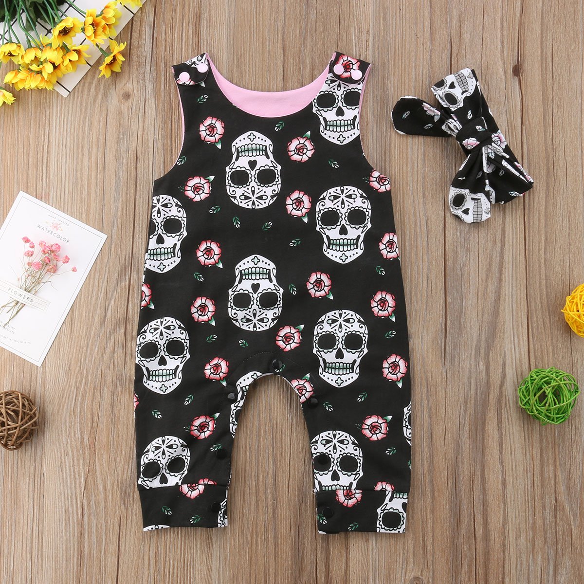 Dress - Toddler Baby Girls Halloween Skull Clothes Set