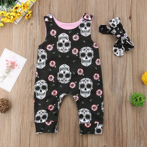 Dress - Toddler Baby Girls Halloween Skull Clothes Set
