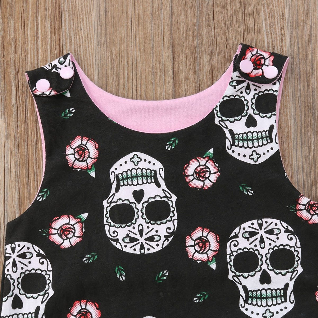 Dress - Toddler Baby Girls Halloween Skull Clothes Set