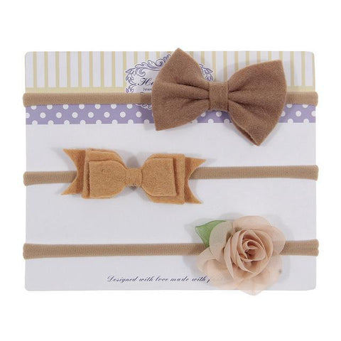 3Pcs Baby Girls Bows Headband Set