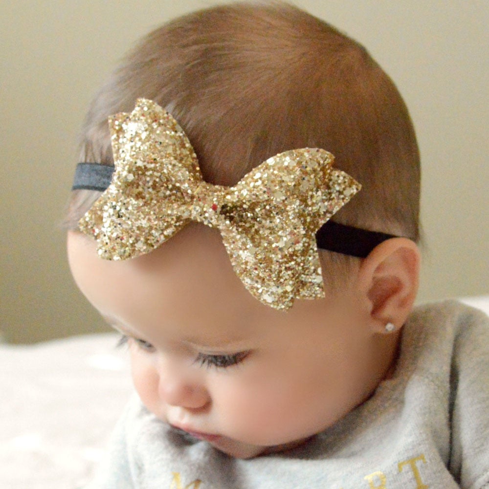 Hair Accessories - 7 Colors Cute Newborn Shiny Sequins Bow Knot Headband